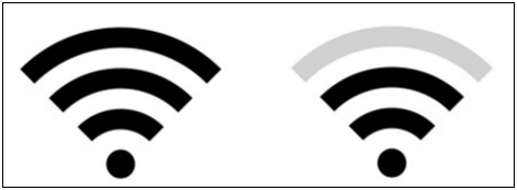 Symbols for strong Wi-Fi on a device.