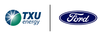 The TXU Energy logo next to the Ford logo with a thin line dividing the two.