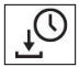 Software Update Available and Requires Scheduling icon: Arrow pointing down to a tray next to a clock.