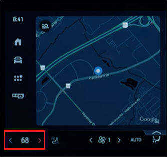 Digital Experience screen shown with air conditioning arrow controls emphasized in a red box