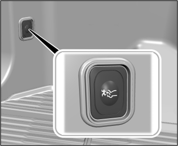 Frunk emergency release button shown inside frunk.