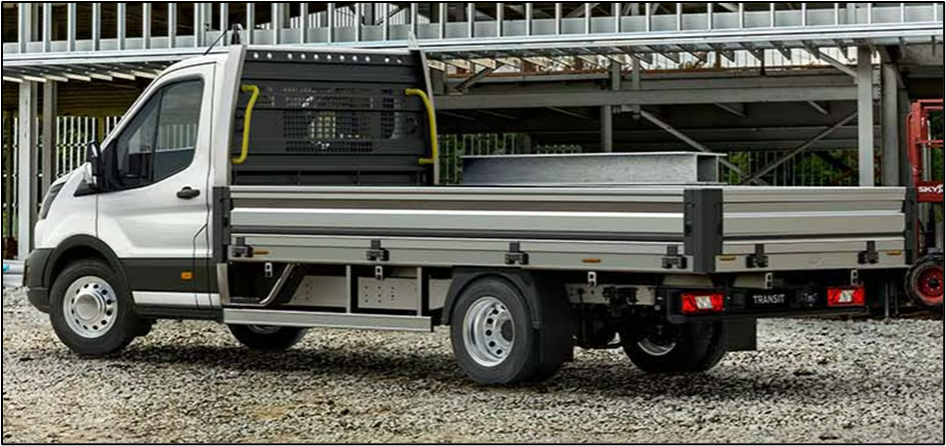 Image of White Transit Cab Chassis parked on gravel
