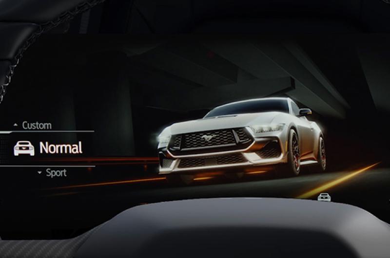 A Mustang® in-vehicle screen displaying Normal Drive Mode setting selected