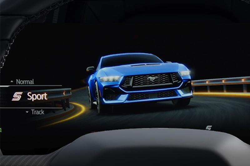 A Mustang® in-vehicle screen displaying Sport Drive Mode setting selected