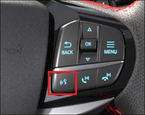Steering column controls with Push-to-Talk button highlighted