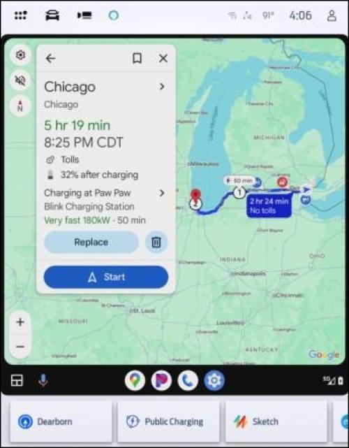 Google maps shows destination preview screen.