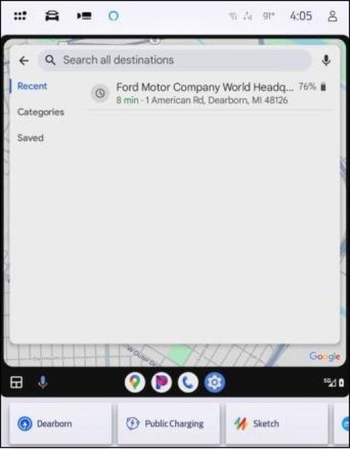 Google Maps screen shown displaying search field on top.