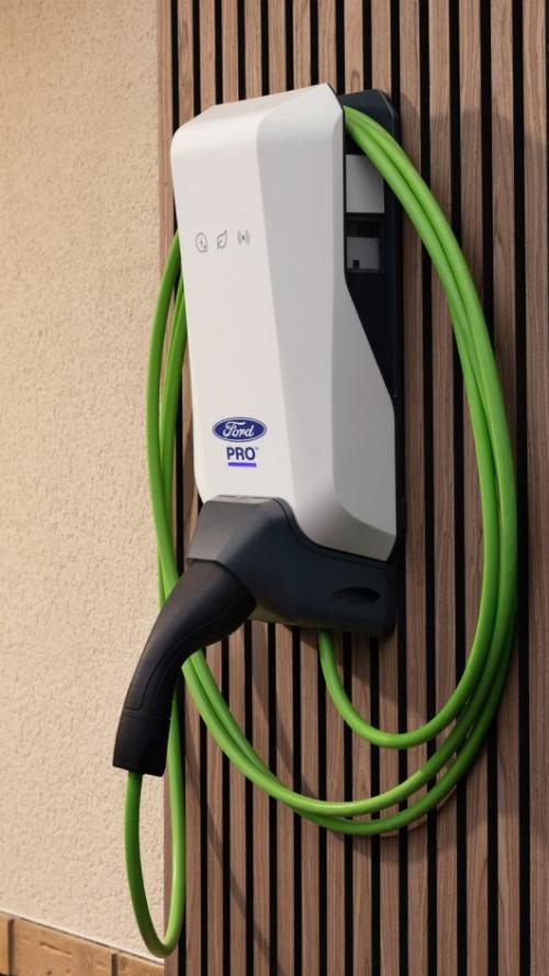 A close up image showing Ford Pro KEBA P40 charger