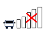 Wi-Fi hotspot signal strength indicator with X over the bars.