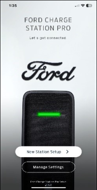 Ford Charge Station Pro App intro screen.
