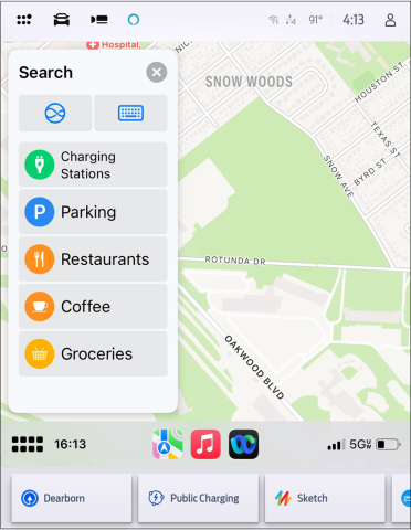 Apple Maps on SYNC with optional destinations displayed for travel