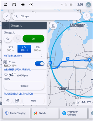 Connected Navigation trip overview.