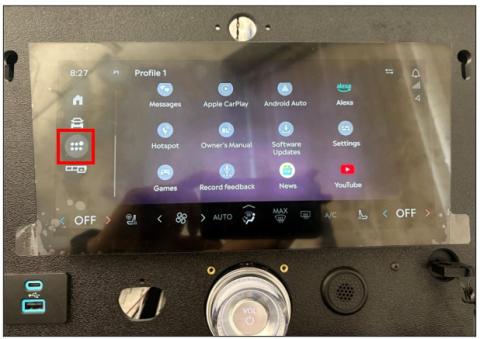 Digital Experience Home screen with the App Drawer icon emphasized in a red box.