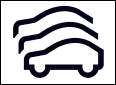 A vehicle outline with two layers creating a slanted line.