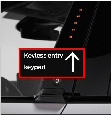 Mustang Mach-E keyless entry keypad on exterior door pillar.